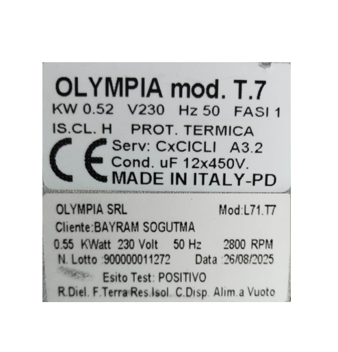 OLYMPIA POMPA MOD T7 0,52 KW V 230 HZ (P1)