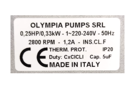OLYMPIA POMPA MOD L63.T33F 0,25 KW (P3)