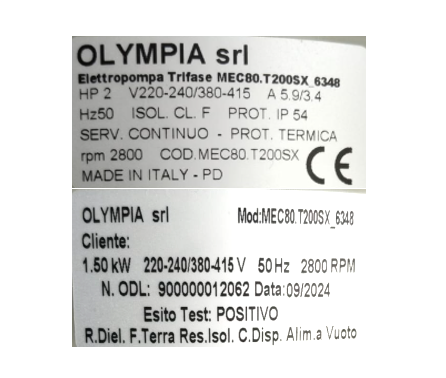 OLYMPIA POMPA MEC80 T200SX 1,5 KW (P6)
