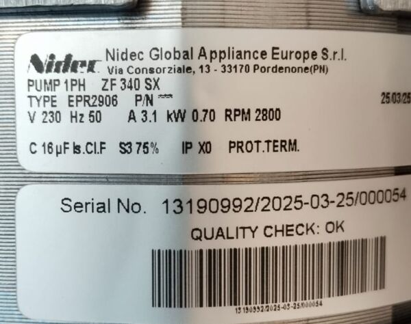 LGB  POMPA ZF-340SX 230V 50 HZ 0,7 KW ELX 0126