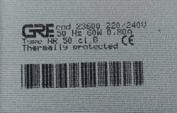 GRE BUZ MAKİNASI POMPASI NR 50 CL.B COD.23600 60W 0,80A 220\240V 50HZ