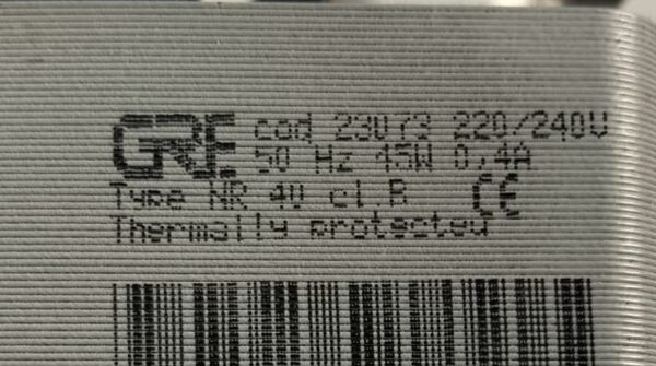 GRE BUZ MAKİNASI POMPASI SACLI NR 40 CL.R COD.23073 45W 0,4A 220\240V 50HZ